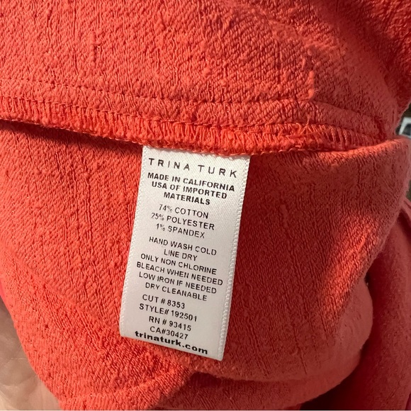 Trina Turk Jet Stream Crop Flare Ruffle Hem Coral Pants, Size 0 - Picture 7 of 7